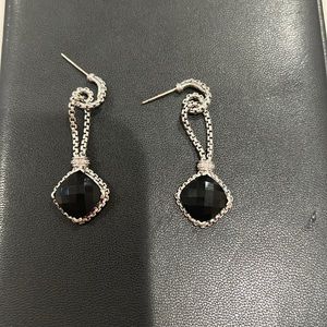 David Yurman Black Onyx Cushion on Point Earrings